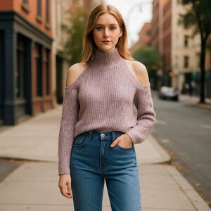 NWT  ASTR the Label X Nordstrom Cold Shoulder Sweater LAVENDER  Wool Blend